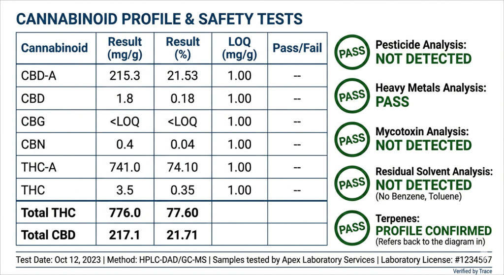 Astro Eight hash hole pre-roll third party lab results COA