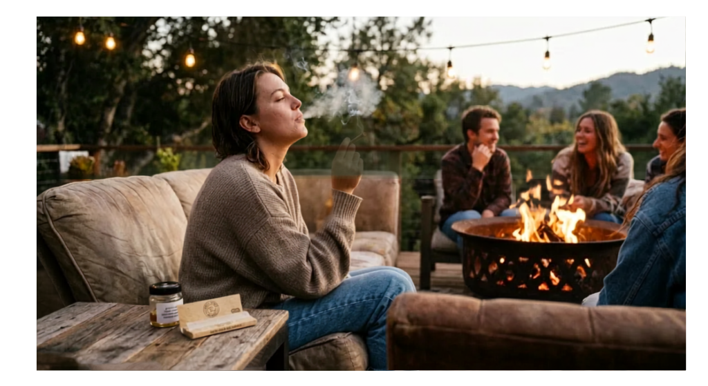 person smoking hash hole pre-roll outdoors